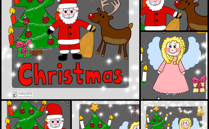 Themenkarten CHRISTMAS für Tafel, Einzelförderung oder Pocket Cube