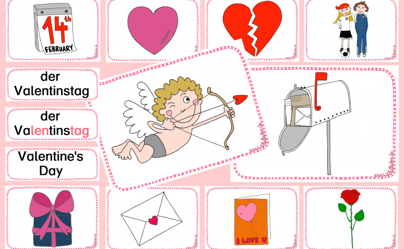 Bild- und Wortkarten für DaF und Englisch rund um den Valentinstag